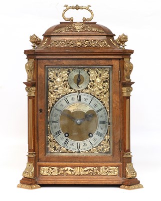 Lot 684 - A Walnut Quarter Striking Table Clock, signed...