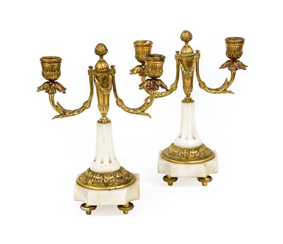 Lot 219 - A Pair of Gilt Bronze and White Marble...