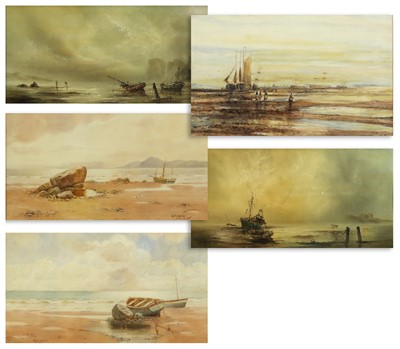 Lot 1044 - Paul J Wintrip (20th Century) Moored boats at...