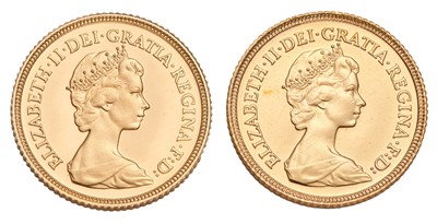 Lot 280 - 2x Elizabeth II, Half Sovereigns, 1980 proof...