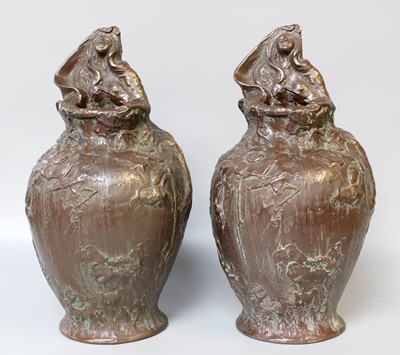 Lot 277 - A Pair of Bretby Art Pottery Bronzed Baluster...