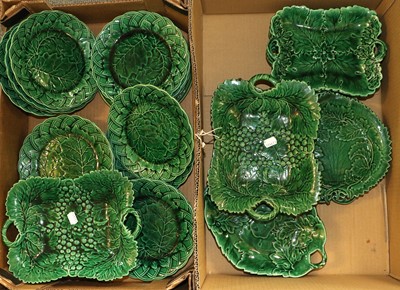 Lot 177 - A Quantity of Green Cabbageware Plates and...