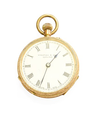 Lot 479 - A Lady's 14 carat gold fob watch, case stamped...