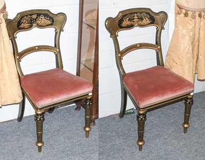 Lot 1342 - A Pair of Gilt and Black Lacquered...