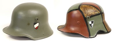 Lot 166 - Two German M16 Combat Helmets, one with later...