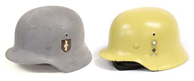 Lot 168 - A German M40 Combat Helmet, with later yellow...