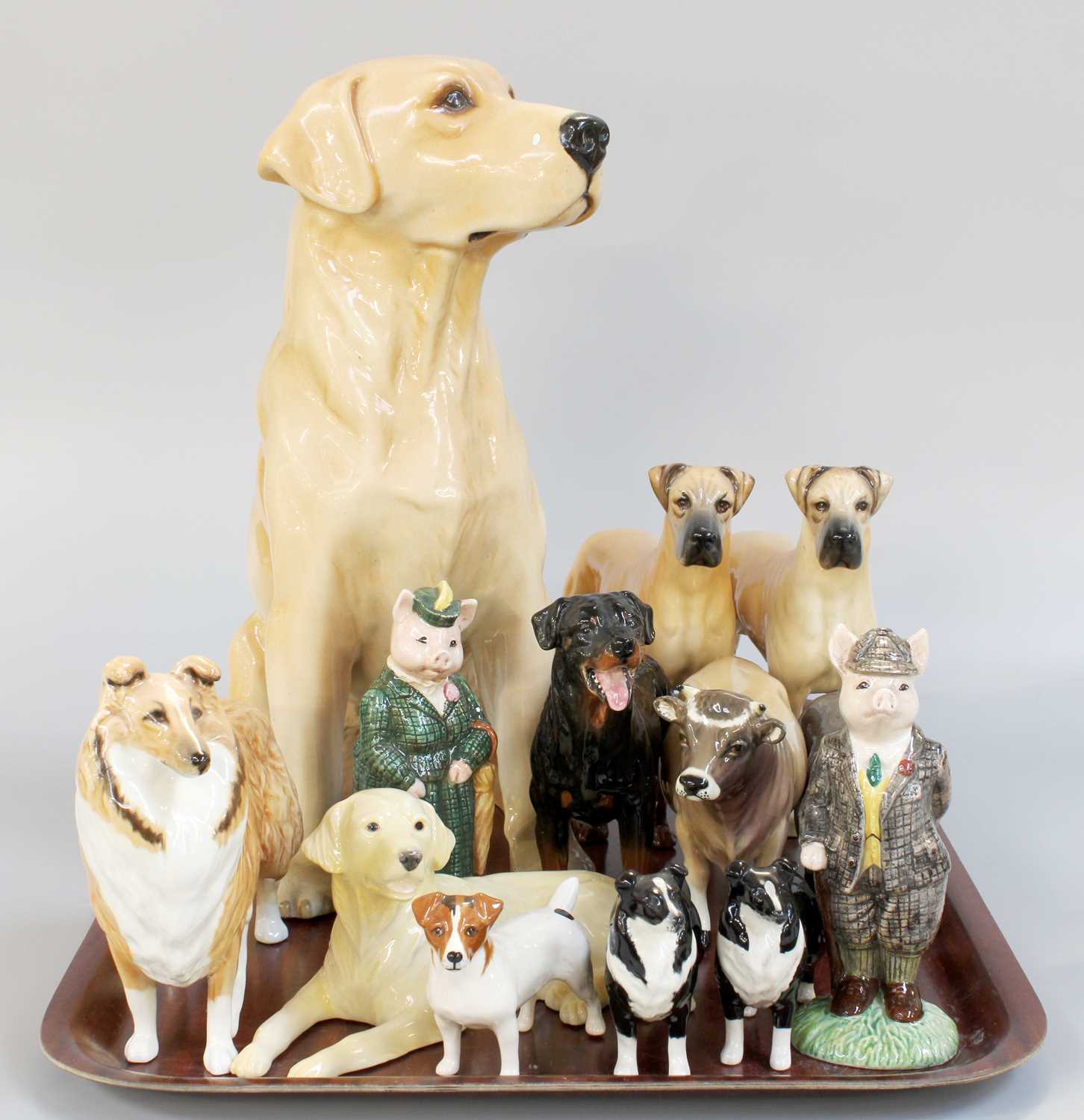 Lot 159 - Beswick Dog Models, including Fireside Golden...