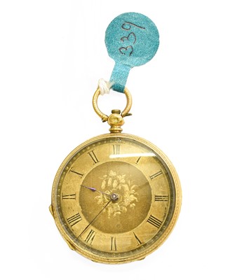 Lot 535 - A Lady's 18 Carat Gold Fob Watch, retailed by...