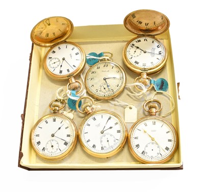 Lot 521 - Six Gold Plated Pocket Watches