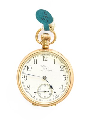 Lot 531 - A 9 Carat Gold Open Faced Pocket Watch, signed...