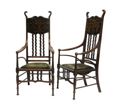 Lot 190 - A Pair of Art Nouveau Stained Beech High Back...