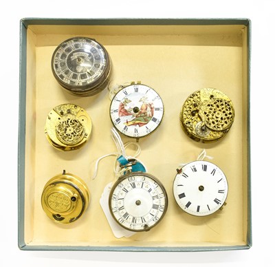 Lot 540 - Seven 18th Century Pocket Watch movements, by...