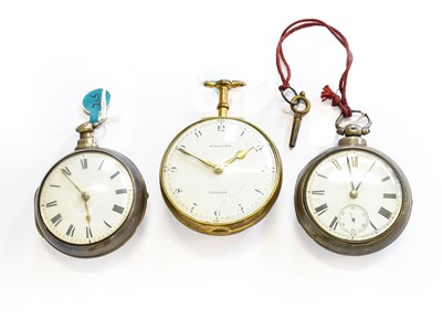 Lot 522 - A Silver Pair Cased Verge Pocket Watch, signed...