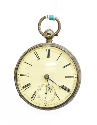 Lot 529 - A Silver Open Faced Cylinder Pocket Watch,...