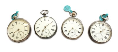 Lot 527 - Three Silver Open Faced Pocket Watches and a...