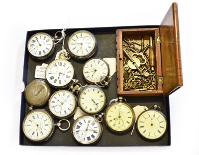 Lot 518 - Eleven Silver Open Faced Pocket Watches, and a...