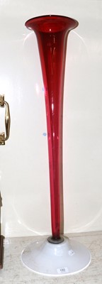 Lot 384 - A Large Cranberry Glass Single Flute Epergne,...