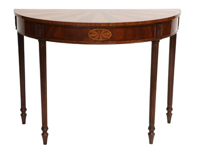 Lot 930 - A Reproduction Mahogany and Satinwood D-Shape...