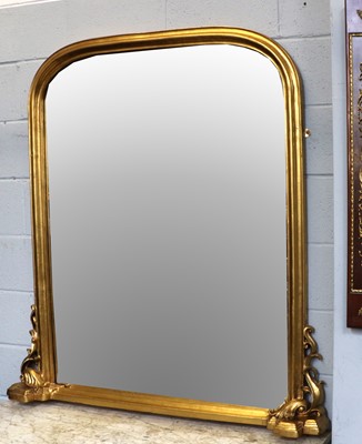 Lot 1217 - A Reproduction Gilt Overmantel Mirror, with...