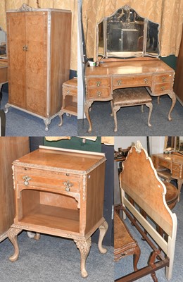 Lot 1284 - A Bleached Walnut Five Part Bedroom Suite,...