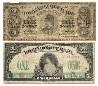 Lot 456 - 2x Dominion of Canada Banknotes, to include;...