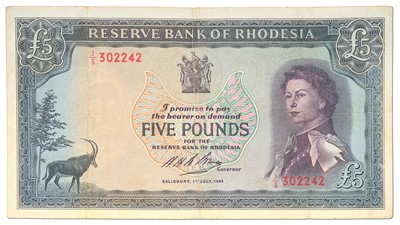 Lot 469 - Reserve Bank of Rhodesia, £5 1966, Salisbury...