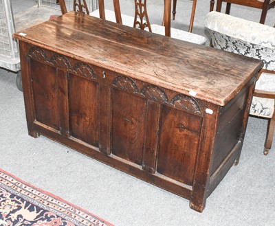 Lot 1139 - An 18th Century Four Panel Oak Coffer, with...