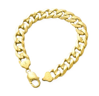 Lot 383 - A 9 Carat Gold Curb Link Bracelet, length 19cm