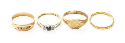 Lot 415 - A 9 Carat Gold Signet Ring, finger size N1/2;...