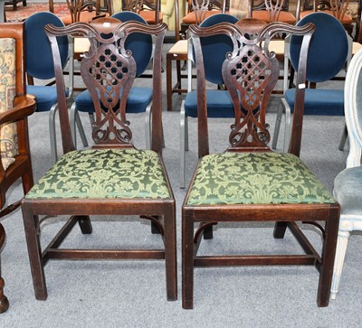 Lot 1143 - A Pair of George III Mahogany Dining Chairs,...