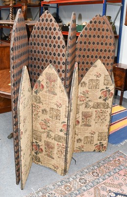 Lot 1171 - A Modern Five Fold Fold Arch Top Fabric Screen,...