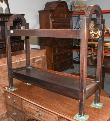 Lot 1190 - A Two Tier Oak Trolley, with brass handles and...