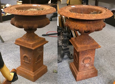 Lot 1273 - A Pair of Cast Iron Urns