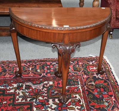 Lot 1211 - A Demi Lune Fold Over Card Table, 91cm by 45cm...