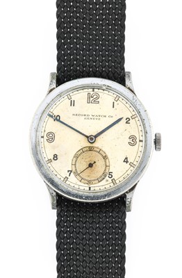 Lot 2399 - Record: A Chrome Plated Wristwatch, signed...