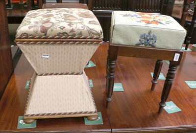 Lot 1205 - A 19th century Mahogany Stool, with needlework...