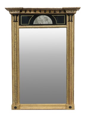 Lot 848 - A Regency Gilt and Part-Ebonised Pier Glass,...