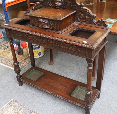 Lot 1231 - A Victorian Carved Oak Hall Stand, 92cm by...