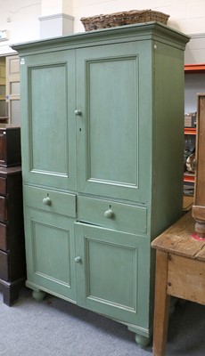 Lot 1235 - A 19th Century Green Painted Pine Kitchen...