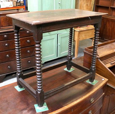 Lot 1242 - A Late 17th Century Oak Side Table, on turned...