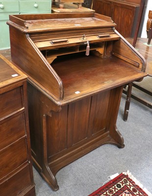 Lot 1244 - A 1920's Oak Tambour Fronted Desk "The Lebus...