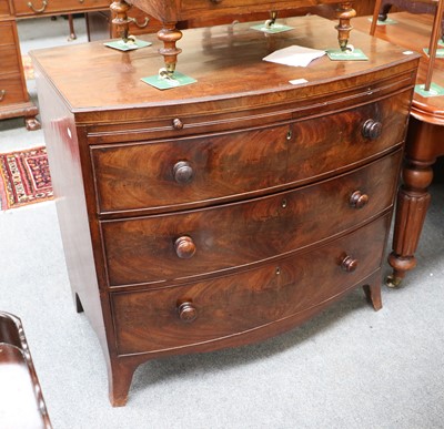 Lot 1249 - A Georgian Mahogany Bow Fronted Three Height...