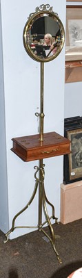 Lot 1248 - An Edwardian Brass Rise and Fall Shaving Stand,...