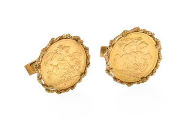 Lot 391 - A Pair of Sovereign Cufflinks, dated 1911 and...