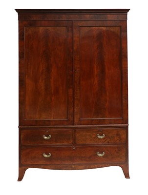 Lot 868 - A George III Mahogany Linen Press, early 19th...