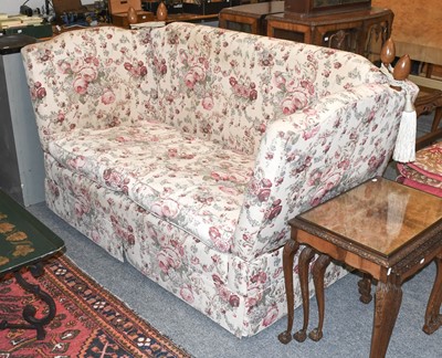 Lot 1282 - A Floral Upholstered Drop Arm Sofa, of Knowle...