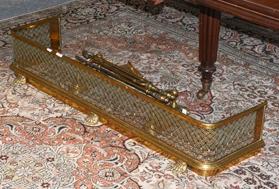 Lot 1285 - A Pierced Brass Fire Curb, a pair of andirons...