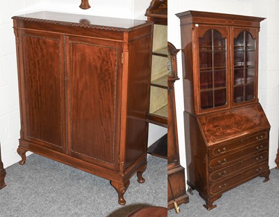 Lot 1296 - An Inlaid Mahogany Bureau Bookcase, 91cm by...