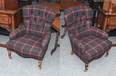 Lot 1325 - A Pair of Modern Button Black and Red Check...