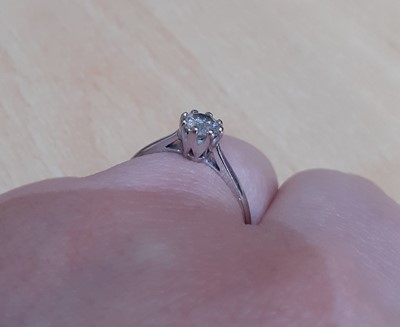 Lot 2162 - An 18 Carat White Gold Diamond Solitaire Ring...